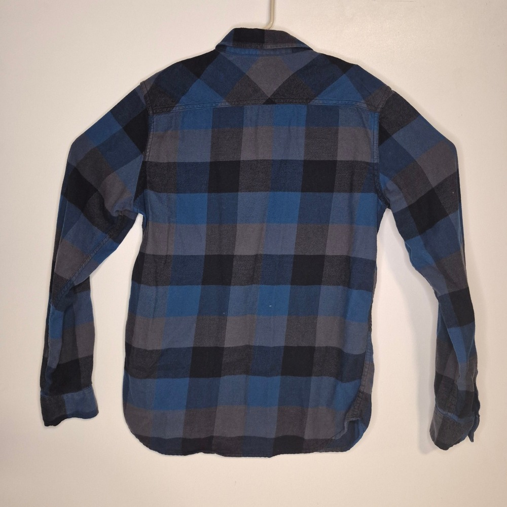 Vans Flannel Shirt Mens Small Blue Grey Black Plaid Tailored Fit Workshirt Skate - Picture 4 of 10